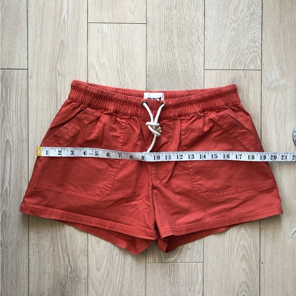 Pact Organic Cotton Woven Twill Drawstring Shorts in Coral Orange Women’s Size S - Picture 3 of 11